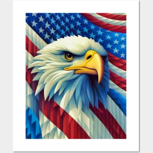 USA America Fourth of July Op Art Bald Eagle July 4th Posters and Art